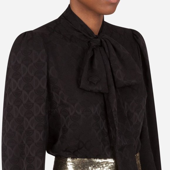 ❌SOLD❌Dolce & Gabbana DG logo shirt in jacquard with bow - Picture 4 of 10